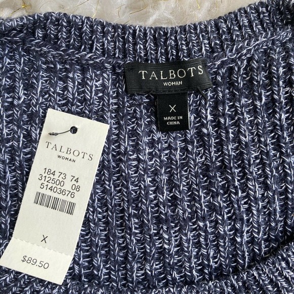 Talbots Woman Sz X Sweater Knotted Front Cable Knit Blue Plus Size Casual New 0X - Picture 4 of 7